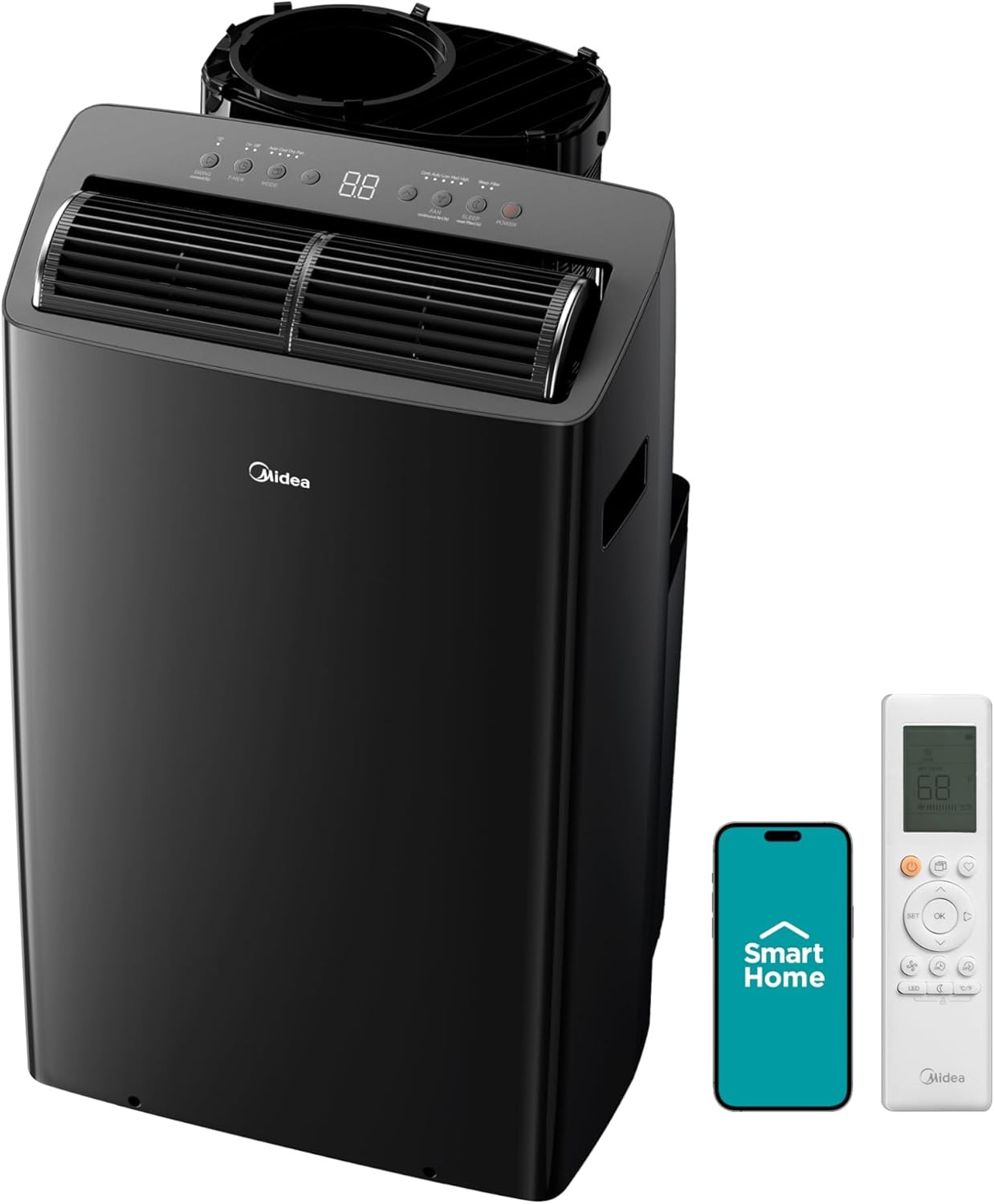 Midea Duo 14,000 BTU (12,000 BTU SACC) High Efficiency Inverter, Ultra Quiet Portable Air Conditioner, Cools up to 550 Sq.Ft., Works with Alexa/Google Assistant, Includes Remote & Window Kit, 2026 New