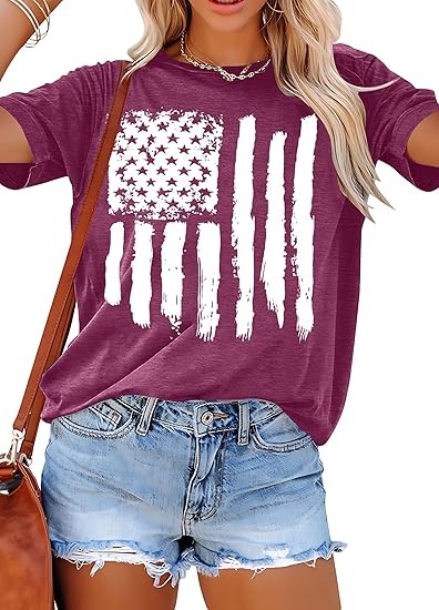 Patriotic Shirts for Women American Flag Shirt 4th of July Tshirt Graphic Tees Casual Short Sleeve Tee Top
