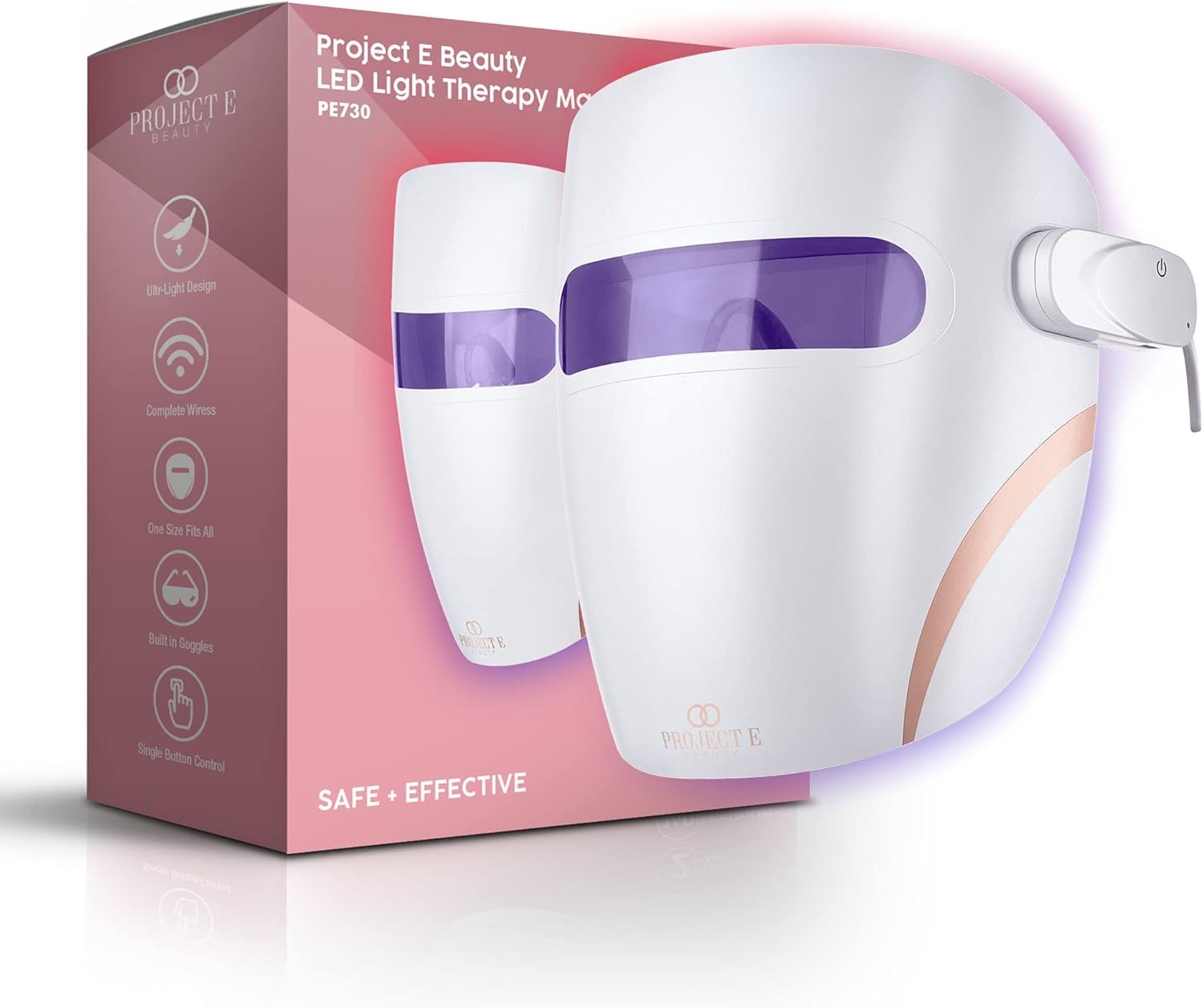 Facial Mask by Project E Beauty | Infrared, Red & Blue Light | Collagen Boost | Advanced Skin Care | Suitable for All Skin Types