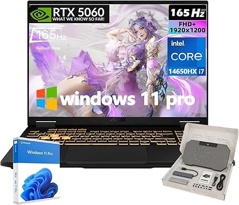 ASUS TUF F16 Gaming Laptop - 16" FHD Display(1900×1200), Intel 16-Core i7-14650HX, NVIDIA GeForce RTX 5060, Win 11 Pro, WiFi 6E, Backlit Keyboard, w/Accessories, 32GB RAM, 1TB SSD