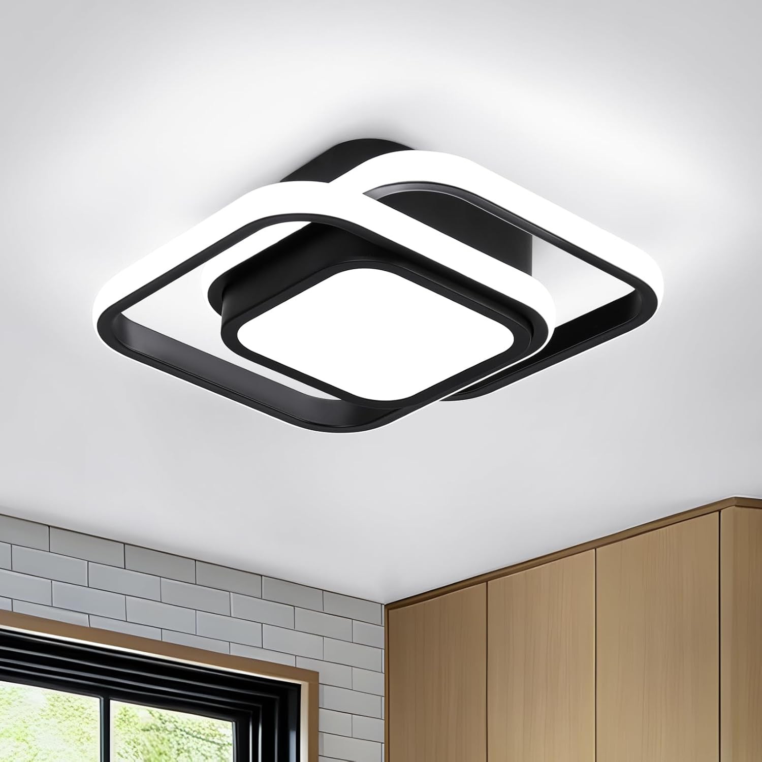 CANEOE Small Ceiling Light 36W Square Modern LED Ceiling Lamp Cool White 6000K Hallway Lighting Fixtures for Bedroom Kitchen Study Hallway Small Asile Lamp Corridor Lights
