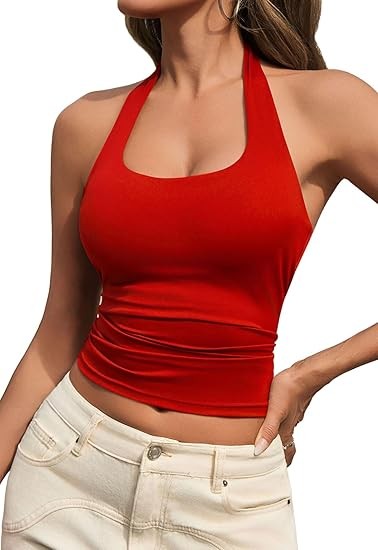 Womens Tank Tops Sexy Halter Neck Going Out Tops Summer 2026 Trendy Backless Workout Shirts Sleeveless Y2k Clothes