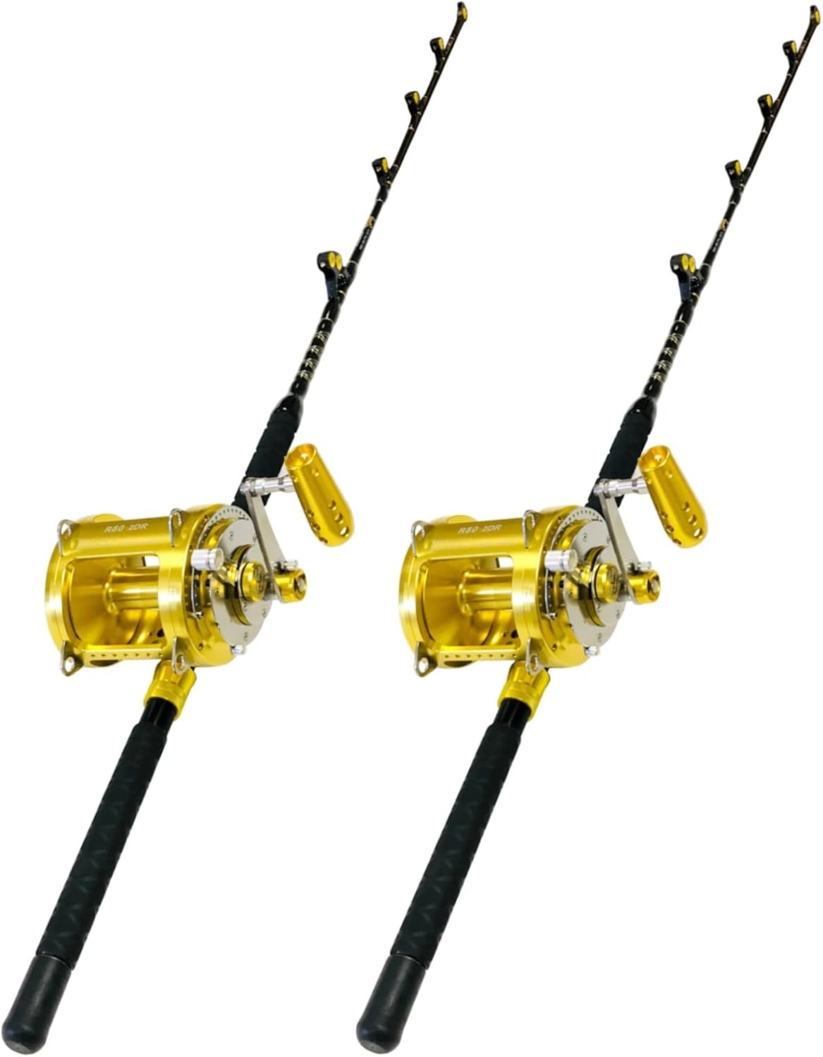 EatMyTackle 80 Wide 2-Speed ​​Trolling Fishing Reel 160-200lb Blue Marlin Tournament Edition Rod (2-Pack)