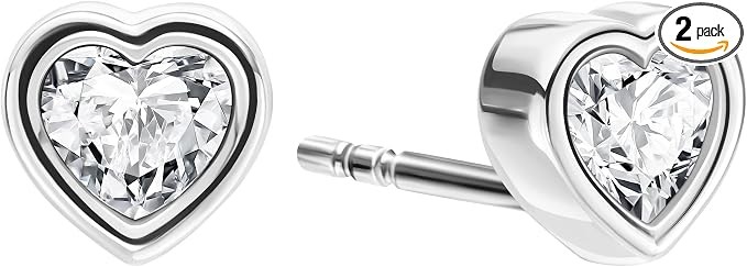 Heart-shaped artificially cultivated diamond stud earrings for women, 0.50 carat, 14K yellow or white gold, push-back (D-F color, VS1-VS2 minimum clarity) | Gift box included
