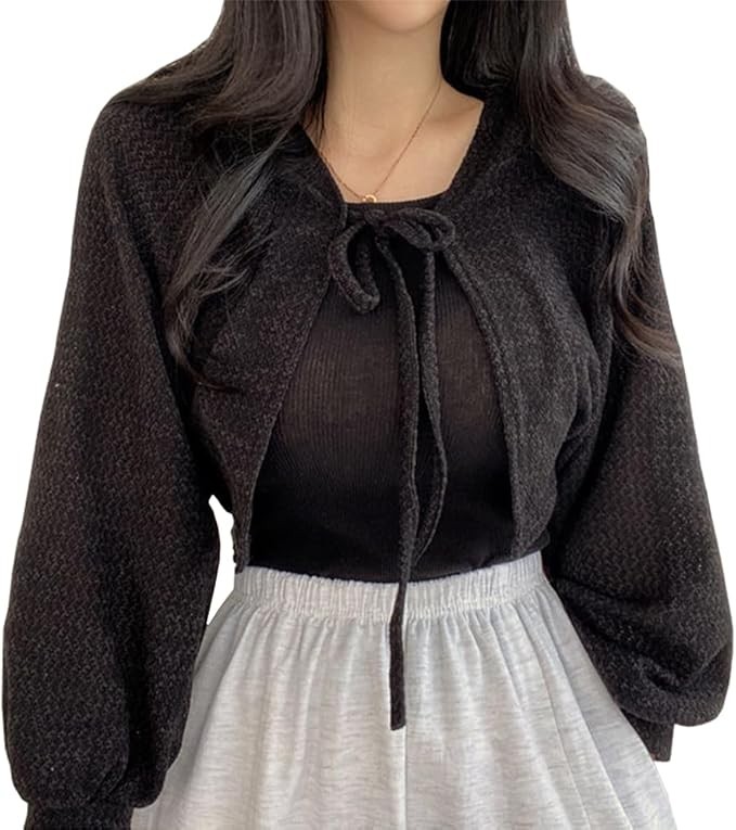 Women's Summer Lightweight Short Sleeve Cardigan UV Protection Sunburn Prevention Cooling Measures Ladies Puff Sleeve Long Sleeve Summer Cardigan for Commuting UV Protection