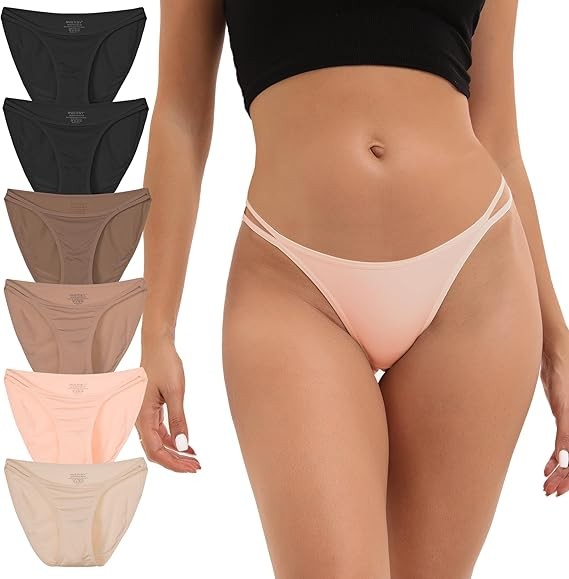 INNERSY String Bikini Panties for Women Sexy Silky Cheeky Underwear 6-Pack