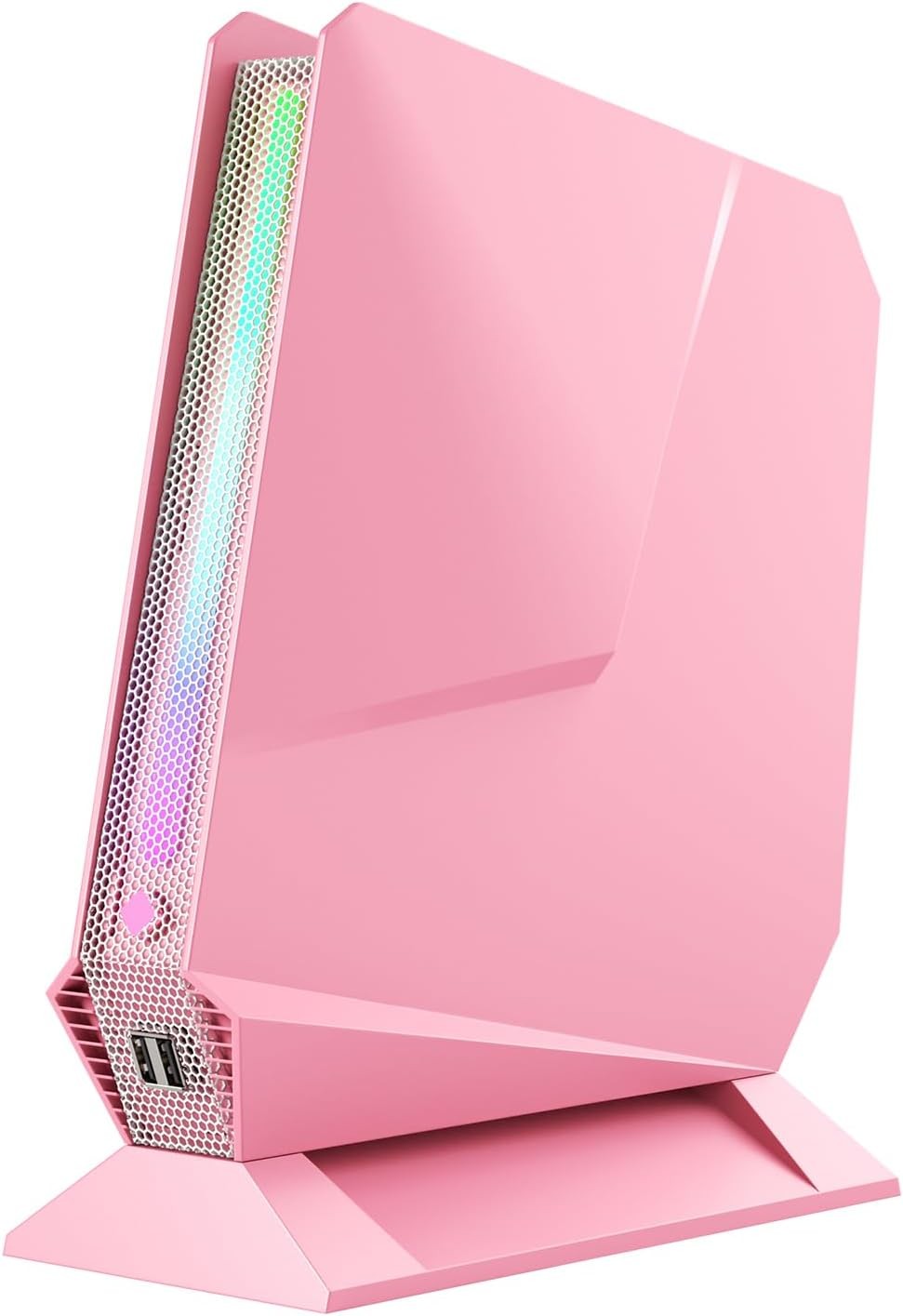 Mini Gaming PC, Intel Core I7-8750H Mini PC with Nvidia GTX1050 3G GDDR5 RGB Lights Mini Compter, 16GB DDR4 512GB NVMe SSD, 2X HDMI + Type-C/WiFi6/BT5.2/RJ-45, Windows 11 Pro, Pink