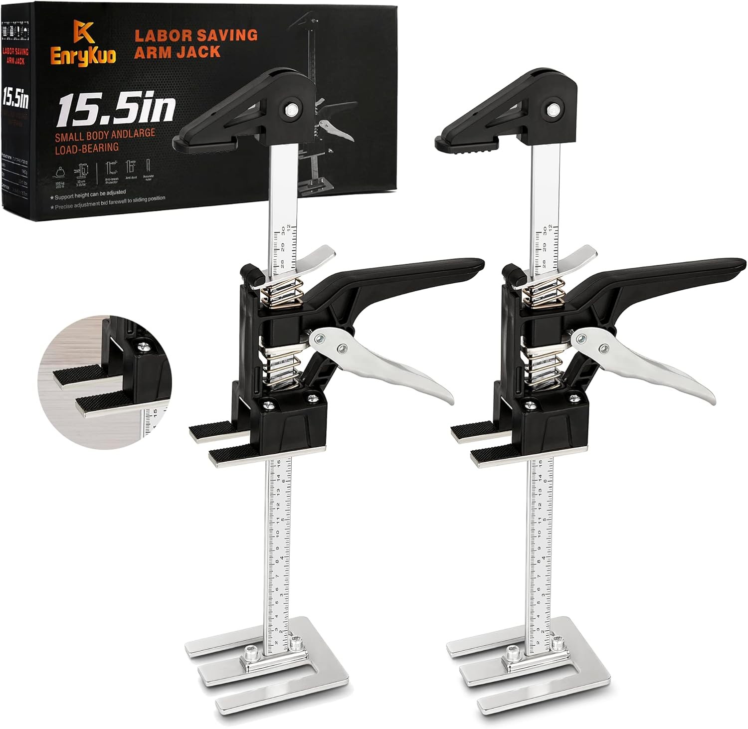 EnryKuo Labor Saving Arm Jack 2 Pack,15.5 Inch Multifunctional Furniture Lifter Jacks for Installing Cabinets and Wall Tile Height Adjuster Handheld Tool