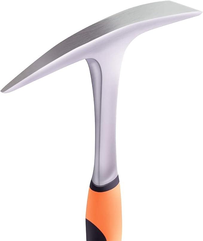 Rock Pick,Forged Brick Hammer, Geologist Rock Pick, Mason's/Bricklayer's Hammer-28 oz Masonary Tool with Pointed Tip &Forged Steel Construction-Shock Reduction handle (point&flat)