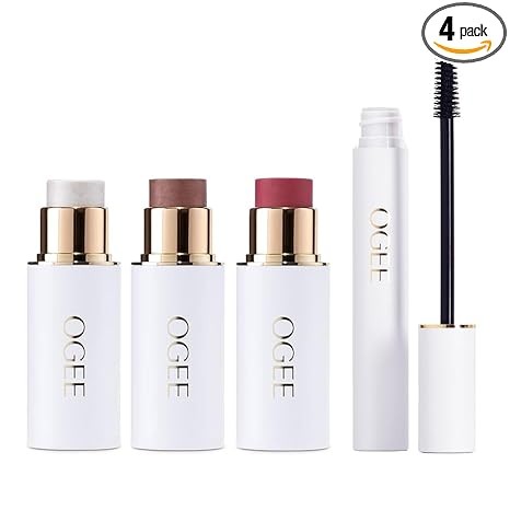 Ogee Volumizing Mascara & Face Stick Trio Virtual Bundle - Organic Black Mascara with Contour Makeup Collection