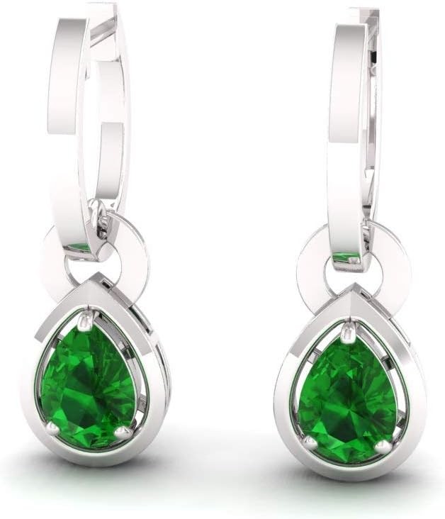 Diamondere Natural Certified Gemstone Drop Earrings, 14K White Gold, 0.64 Carat, Women's Earrings