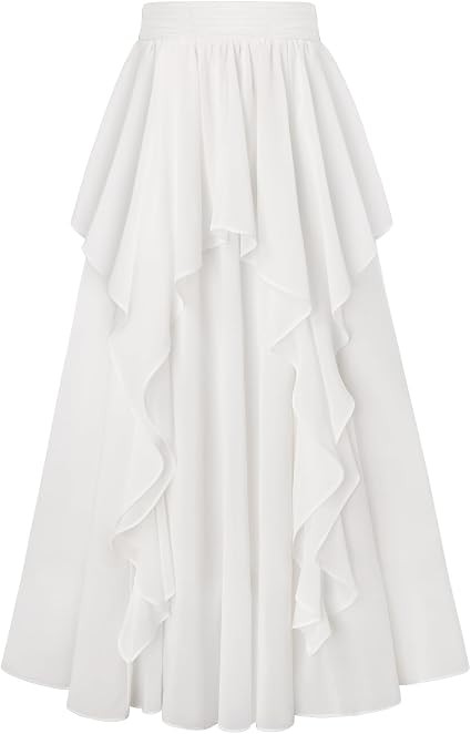 Scarlet Darkness Maxi Skirts for Women Renaissance High Waist Long Skirt | Soft Chiffon Lined, Breathable, Flowy, High Waist Elastic Band, A-Line, Ren Faire, Boho, Casual, Vacation, Ankle Length