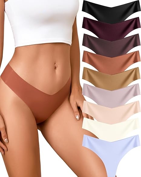 Take Talk Womens Underwear Seamless Thongs 9 Pack Sexy Panties No Show V-waisted Invisible Tangas Lingerie for Women
