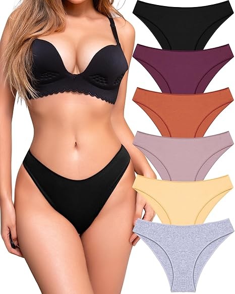 UNDER THE SEA Cotton Underwear for Women 6 Pack Sexy Bikini High Cut Breathbale Cheeky Panties Underwear Womens Lingerie