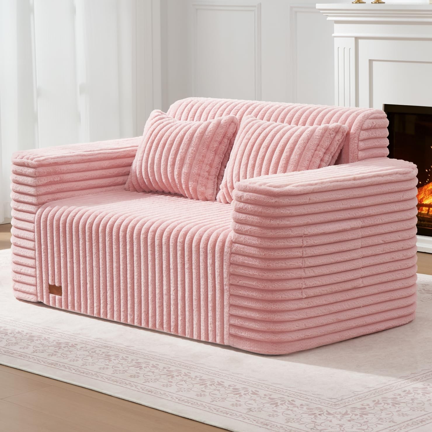 ZurNesfure Sofa Couch Cloud Loveseat, Memory Foam Couch with Pillow No Assembly Need, Modern Couch with deep seat and Washable Cover Boneless Sofas for Living Room Bedroom Apartment (White,Loveseat)