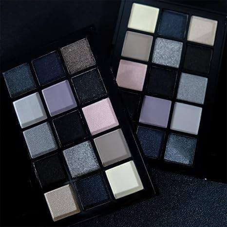 Black Smoked Eye Shadow Palette 15 Colors Neutral Eye Makeup Shiny Pearl Sequins Eye Shadow